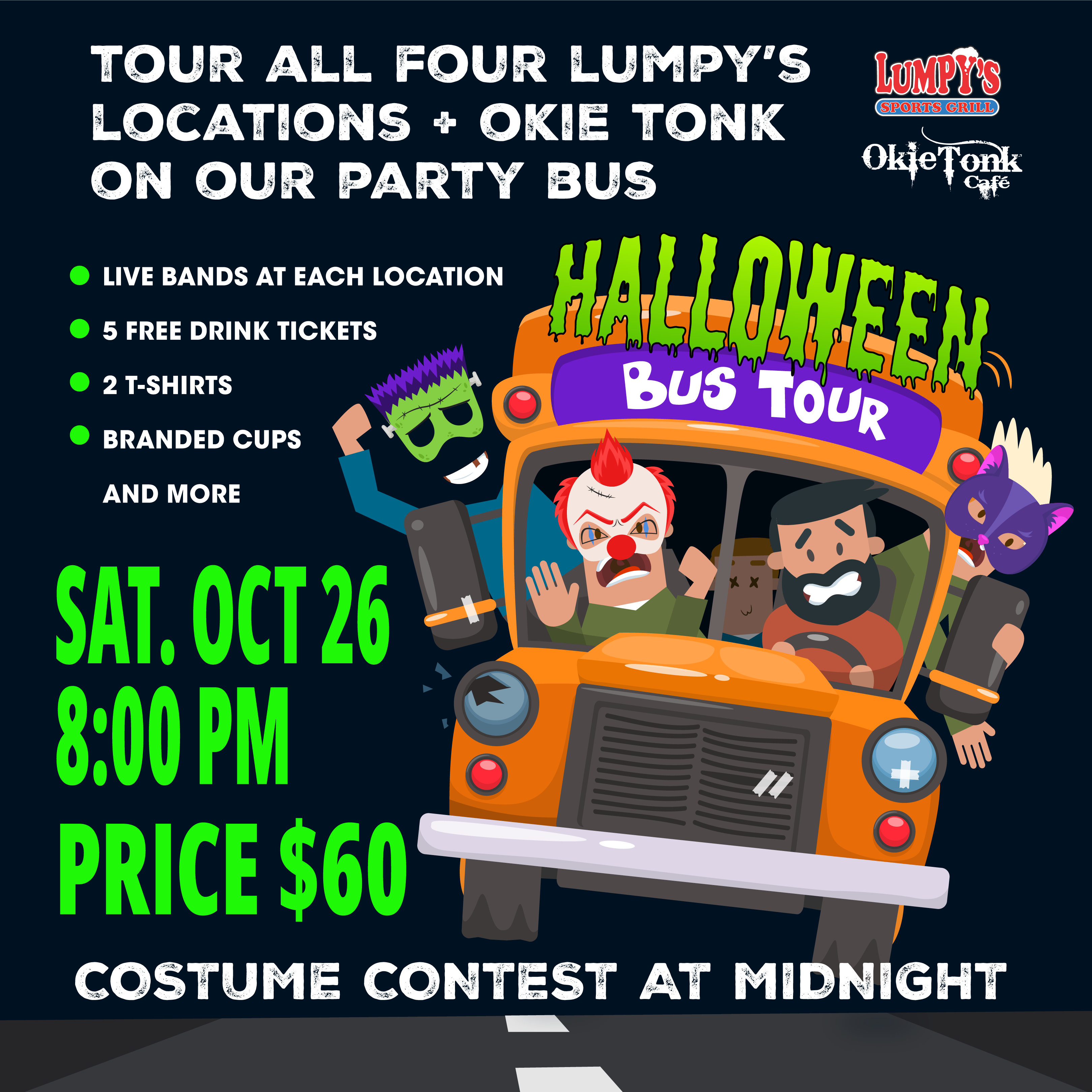 2024 Lumpy's Halloween Bus Tour Wristband Lumpy's Sports Bar and Grill